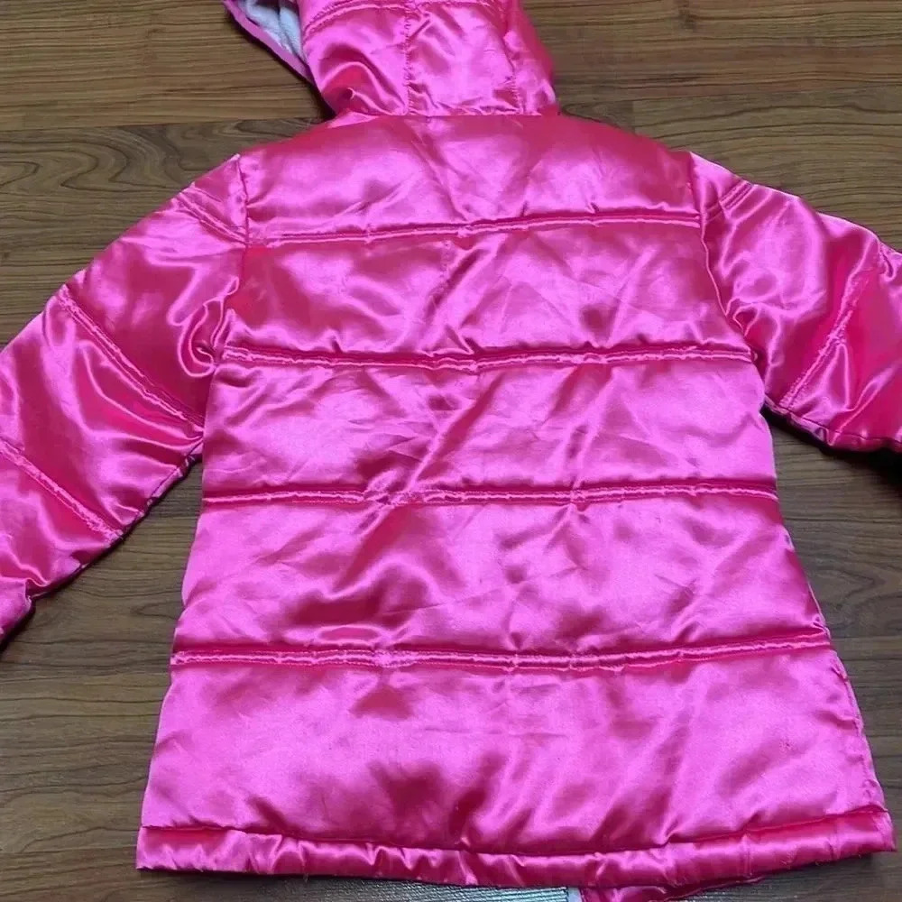 Hot pink toddler puffer jacket, size XS 4/5 - Picture 6 of 9